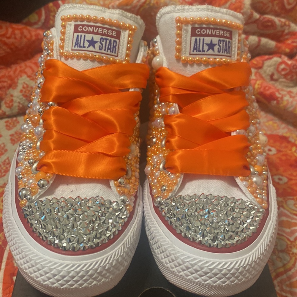 Customized Blinged out Orange 🍊 and White Chucks #VolsFans